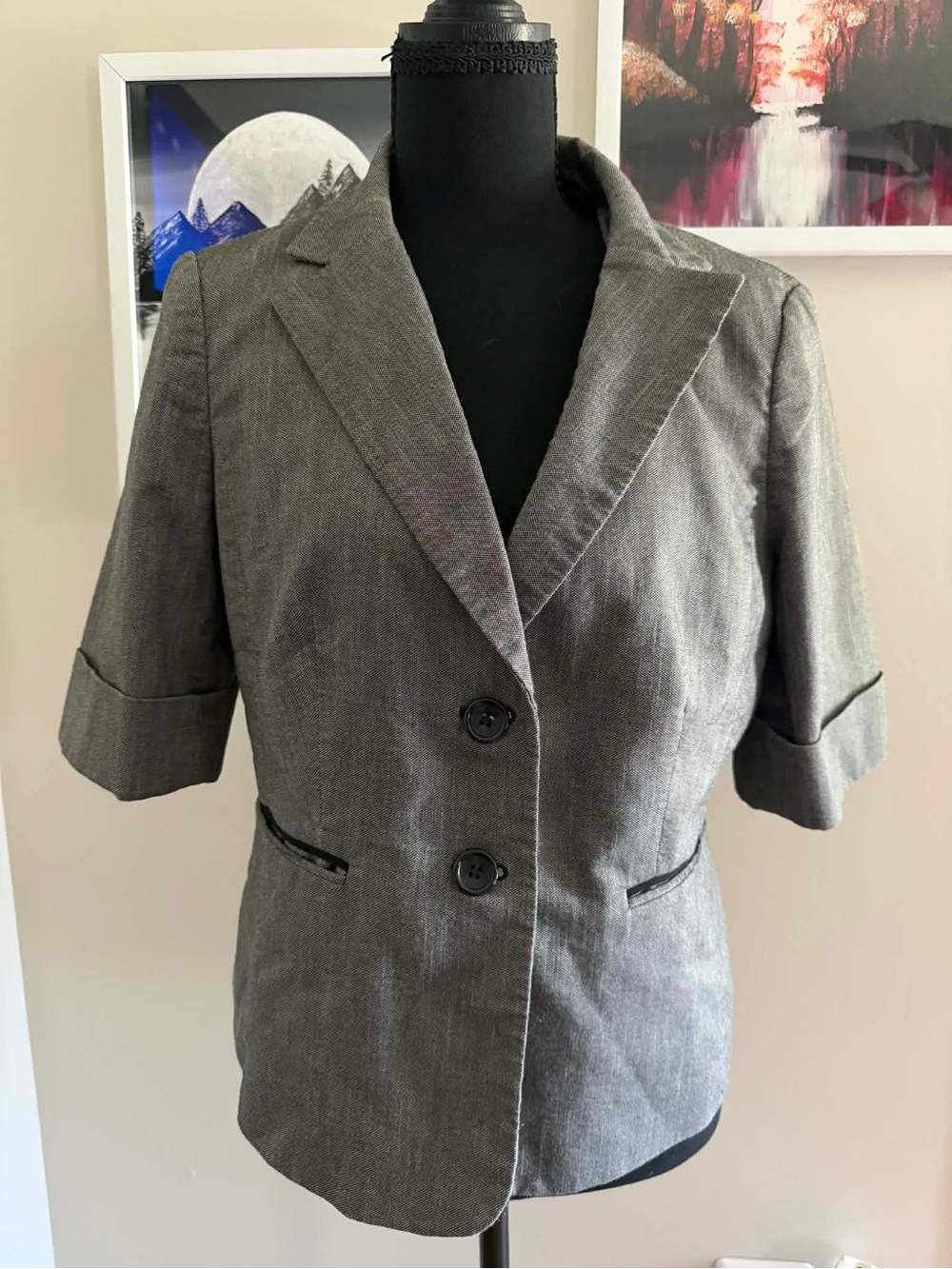 The Limited Collection Women's Gray Short-Sleeve Blazer Jacket Size M